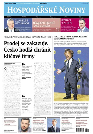 Obálka e-magazínu Hospodářské noviny 181 - 19.9.2018