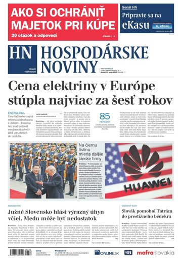 Obálka e-magazínu Hospodárske noviny 23.05.2019