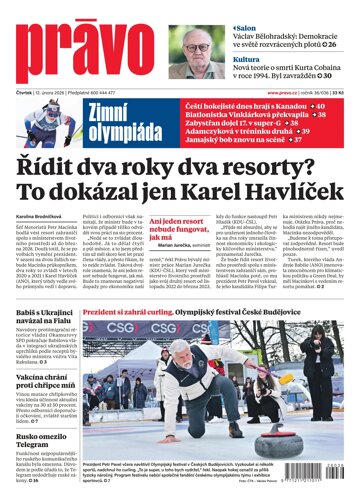 Obálka e-magazínu Deník Právo 12.2.2026