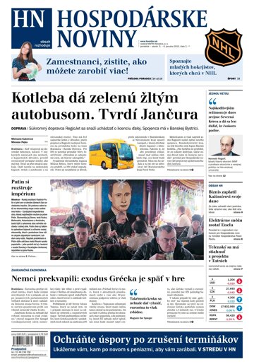 Obálka e-magazínu Hospodárske noviny 05.01.2014