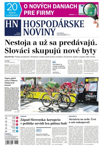 Obálka e-magazínu Hospodárske noviny 19.07.2016