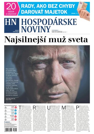 Obálka e-magazínu Hospodárske noviny 10.11.2016