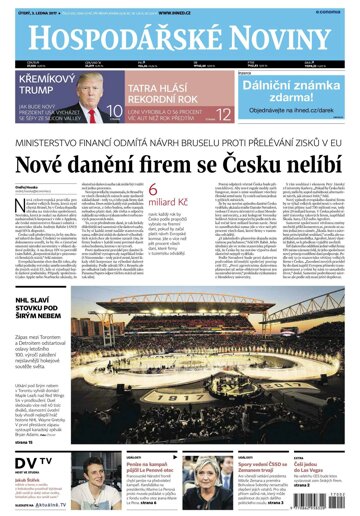 Obálka e-magazínu Hospodářské noviny 002 - 3.1.2017