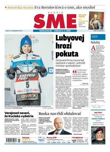 Obálka e-magazínu SME 5.1.2019