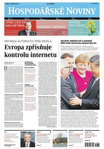 Obálka e-magazínu Hospodářské noviny 061 - 27.3.2019