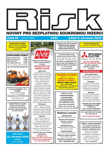Obálka e-magazínu Risk 52/2016
