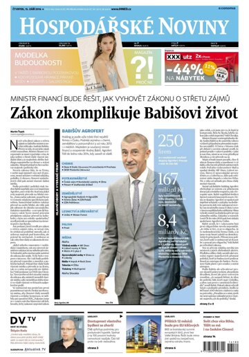 Obálka e-magazínu Hospodářské noviny 180 - 15.9.2016