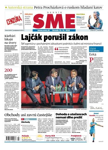Obálka e-magazínu SME 23.11.2016