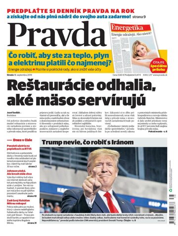 Obálka e-magazínu Pravda 18. 9. 2019