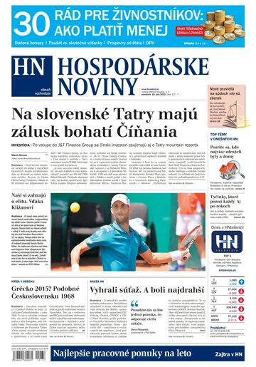 Obálka e-magazínu Hospodárske noviny 20.07.2015