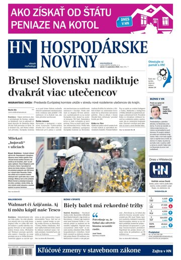Obálka e-magazínu Hospodárske noviny 08.09.2015