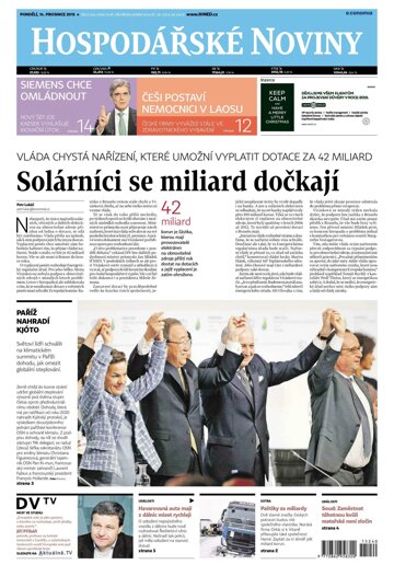 Obálka e-magazínu Hospodářské noviny 240 - 14.12.2015