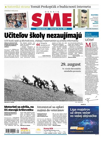 Obálka e-magazínu SME 28.8.2018