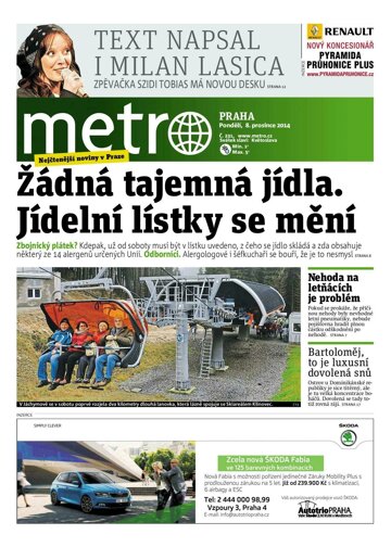 Obálka e-magazínu deník METRO 8.12.2014