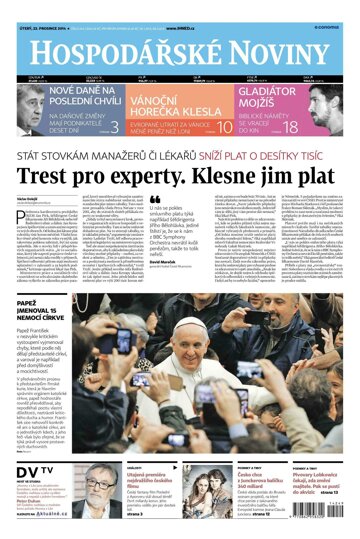 Obálka e-magazínu Hospodářské noviny 249 - 23.12.2014