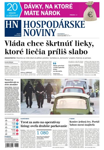 Obálka e-magazínu Hospodárske noviny 26.07.2016