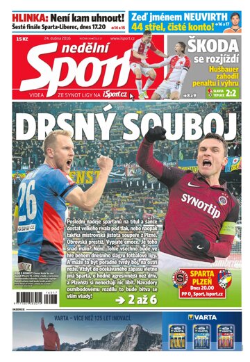 Obálka e-magazínu Nedělní Sport 24.4.2016