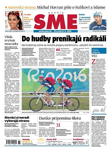 Obálka e-magazínu SME 8.9.2016