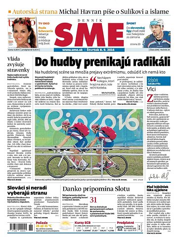 Obálka e-magazínu SME 8.9.2016