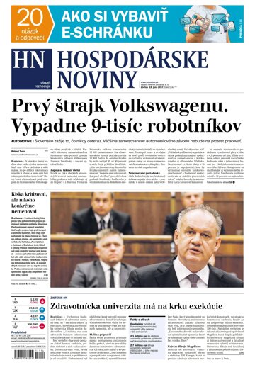 Obálka e-magazínu Hospodárske noviny 15.06.2017