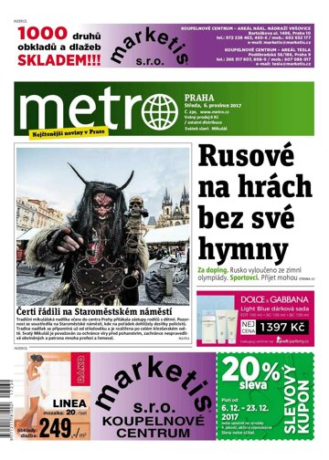 Obálka e-magazínu deník METRO 6.12.2017