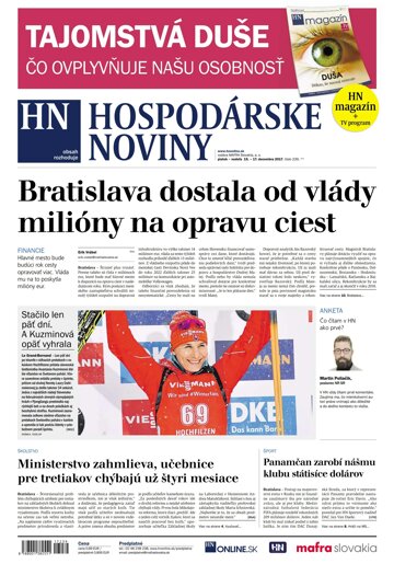 Obálka e-magazínu Hospodárske noviny 15.12.2017