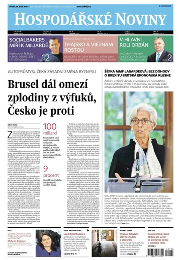 Obálka e-magazínu Hospodářské noviny 180 - 18.9.2018