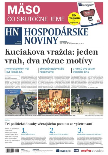 Obálka e-magazínu Hospodárske noviny 28.09.2018