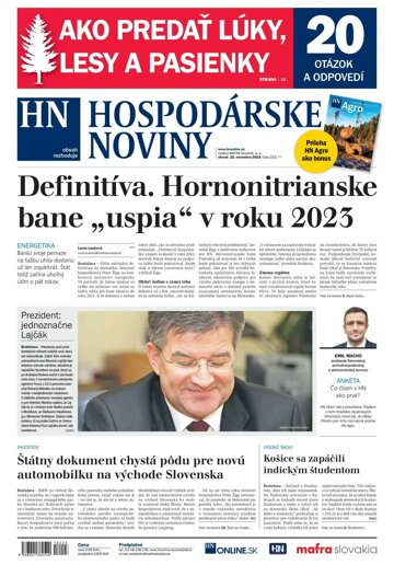 Obálka e-magazínu Hospodárske noviny 20.11.2018
