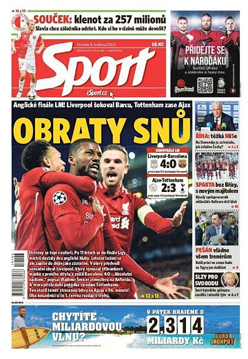 Obálka e-magazínu Sport 9.5.2019