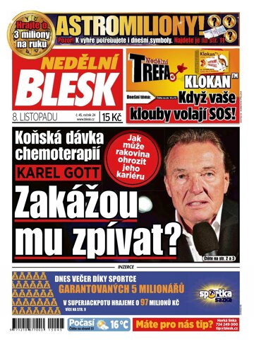 Obálka e-magazínu Nedělní Blesk 8.11.2015