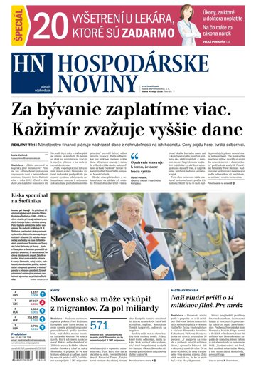 Obálka e-magazínu Hospodárske noviny 04.05.2016