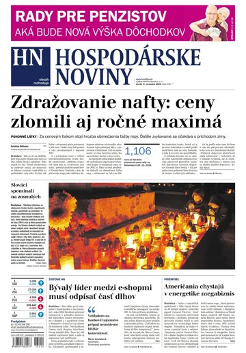 Obálka e-magazínu Hospodárske noviny 02.11.2016