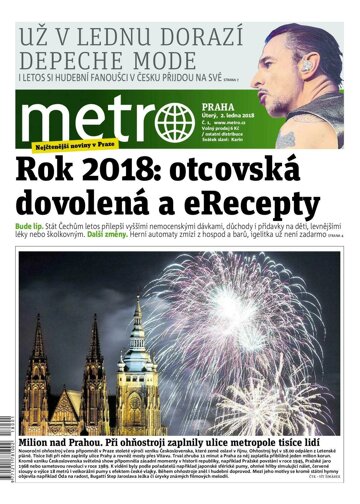 Obálka e-magazínu deník METRO 2.1.2018