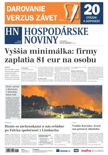 Obálka e-magazínu Hospodárske noviny 20.08.2019