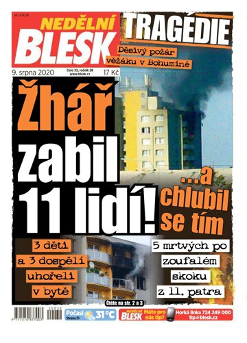 Obálka e-magazínu Nedělní Blesk 9.8.2020