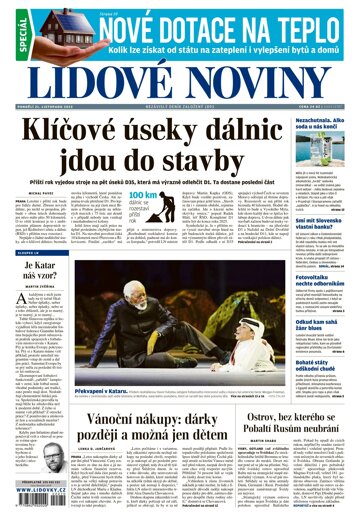 Obálka e-magazínu Lidové noviny 21.11.2022