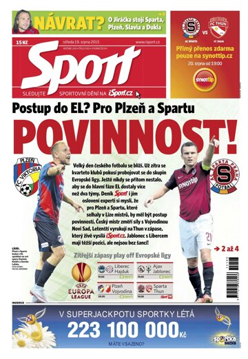 Obálka e-magazínu Sport 19.8.2015