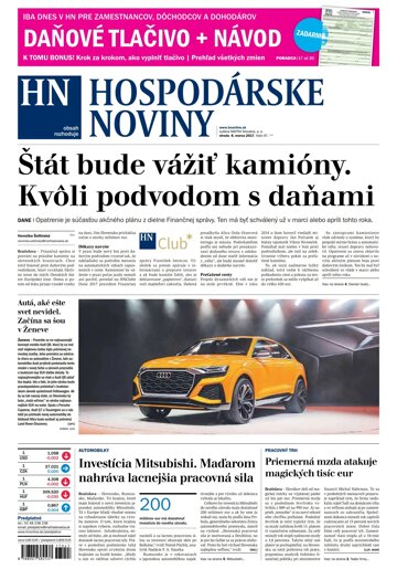 Obálka e-magazínu Hospodárske noviny 8.3.2017