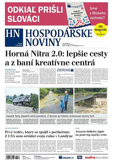 Obálka e-magazínu Hospodárke noviny 20.07.2018