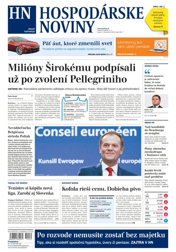 Obálka e-magazínu Hospodárske noviny 02.12.2014