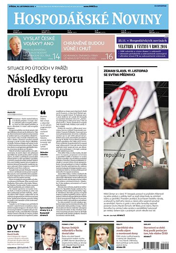 Obálka e-magazínu Hospodářské noviny 222 - 18.11.2015