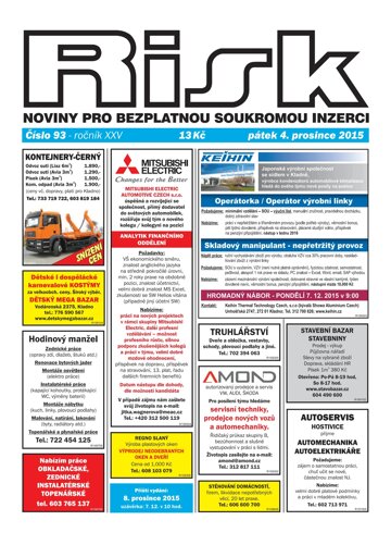 Obálka e-magazínu Risk 93/2015
