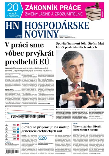 Obálka e-magazínu Hospodárske noviny 01.08.2017