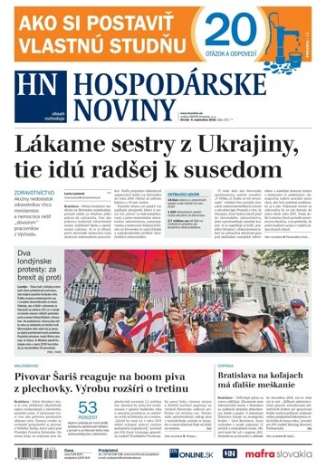 Obálka e-magazínu Hospodárske noviny 06.09.2018