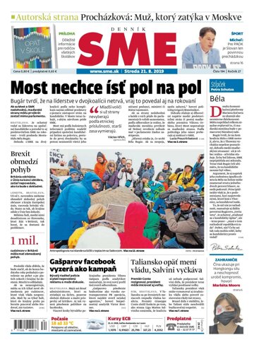 Obálka e-magazínu SME 21.8.2019