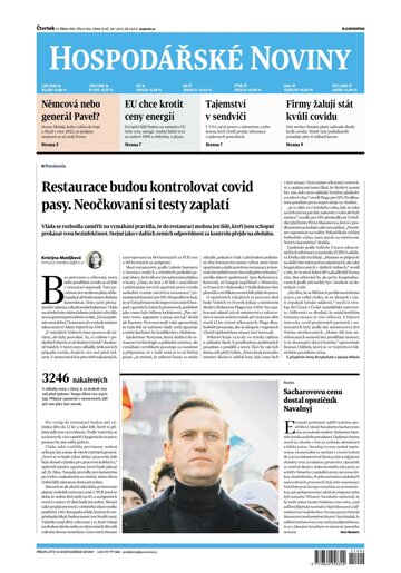 Obálka e-magazínu Hospodářské noviny 204 - 21.10.2021