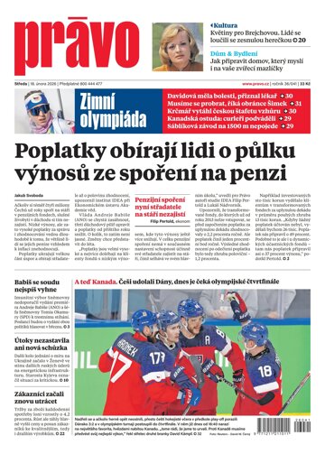 Obálka e-magazínu Deník Právo 18.2.2026
