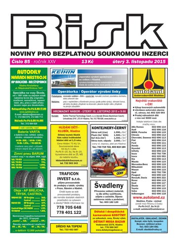 Obálka e-magazínu Risk 85/2015