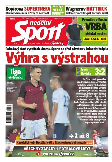 Obálka e-magazínu Nedělní Sport 31.7.2016